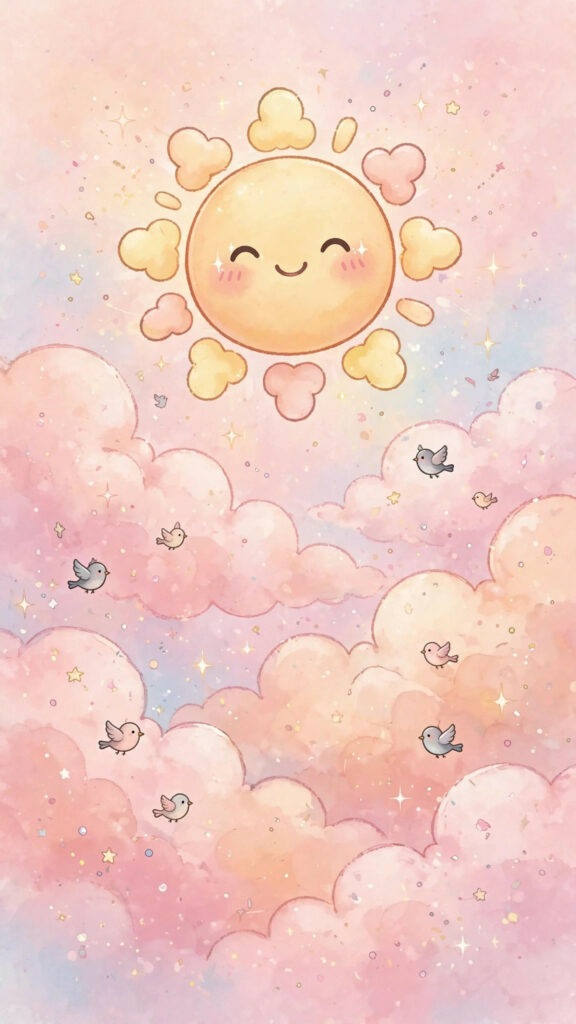 Cheerful cute phone wallpaper with pastel colours