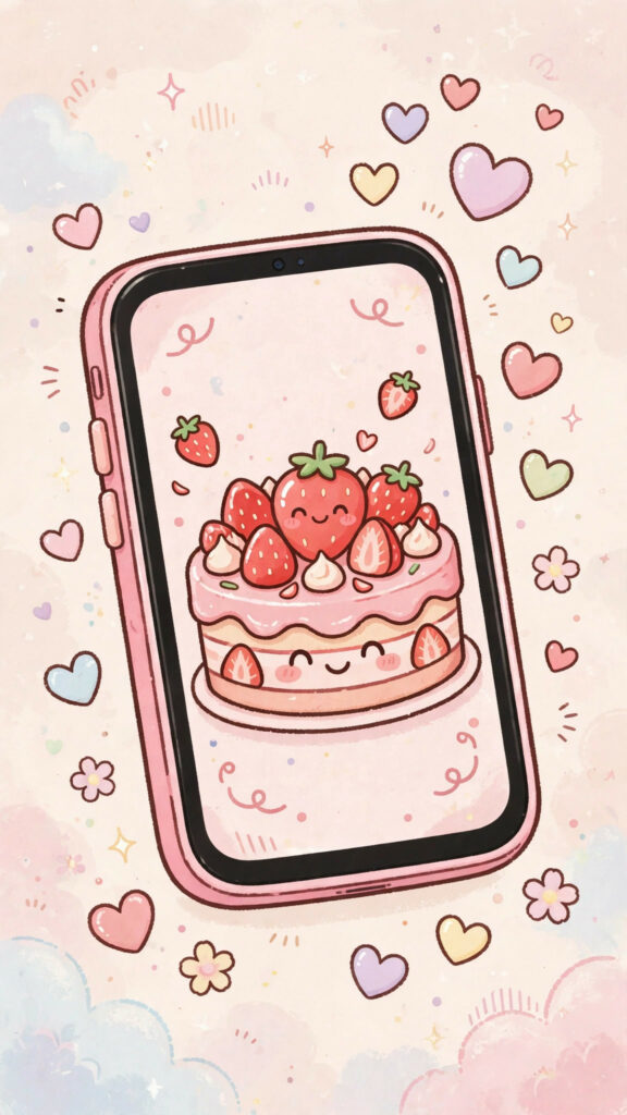 Downloading a cute wallpaper onto a phone