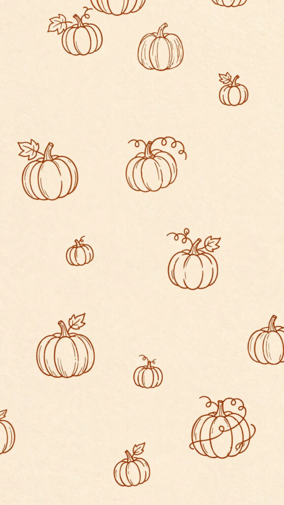 Minimal pumpkin doodle line art on cream