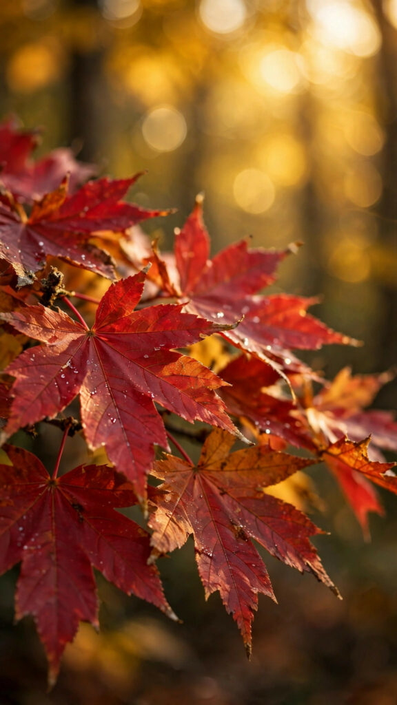 Close-up of red maple leaves