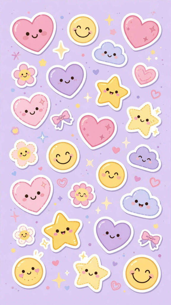 Adding cute stickers to wallpaper design