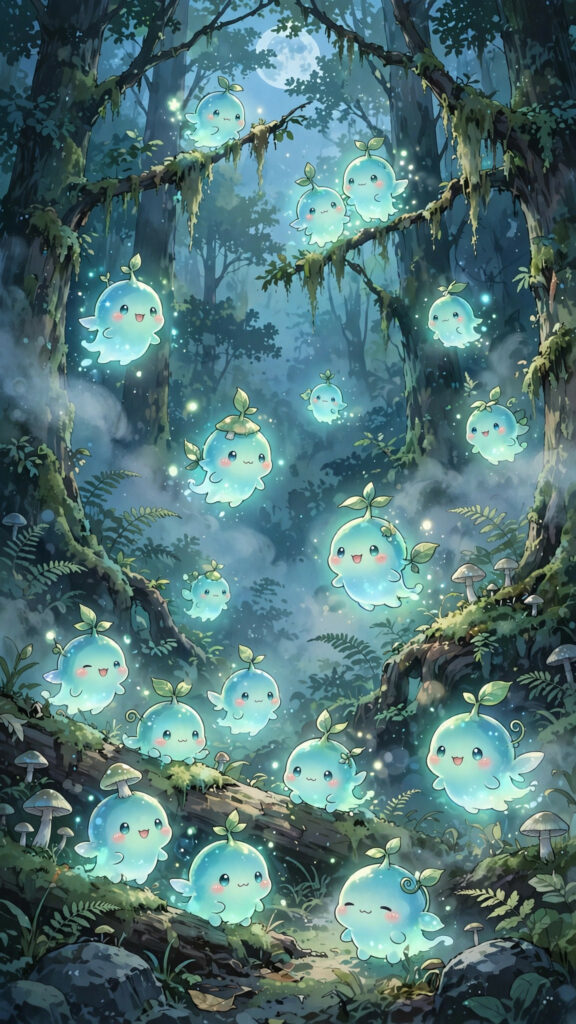 Adorable kawaii creature wallpaper art
