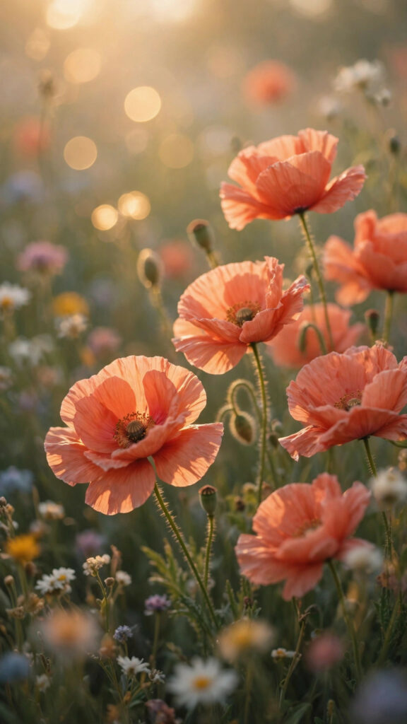 Golden meadow with lavender and wild blooms