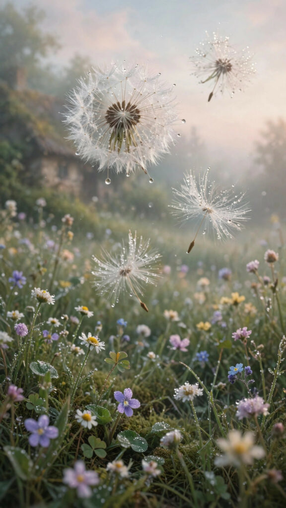 Daisies and buttercups in a sunlit meadow