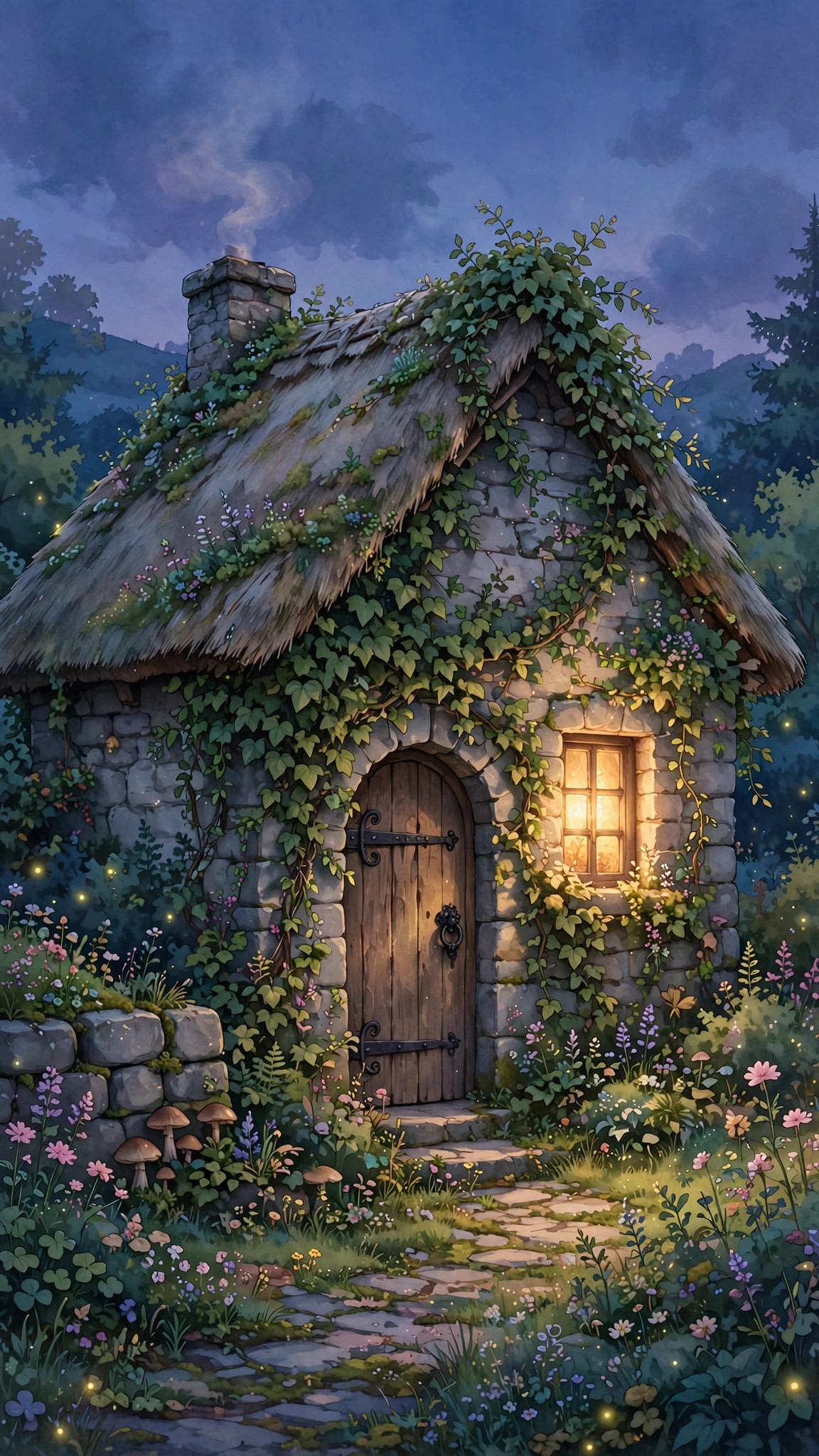 Nature-inspired wallpaper with meadow flowers