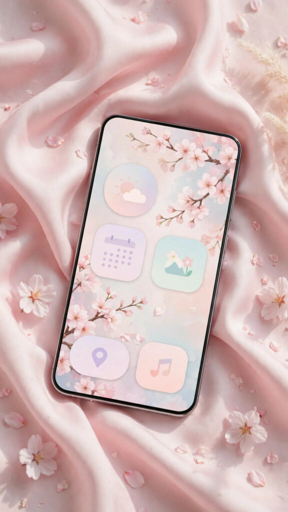 Pastel app icons on phone