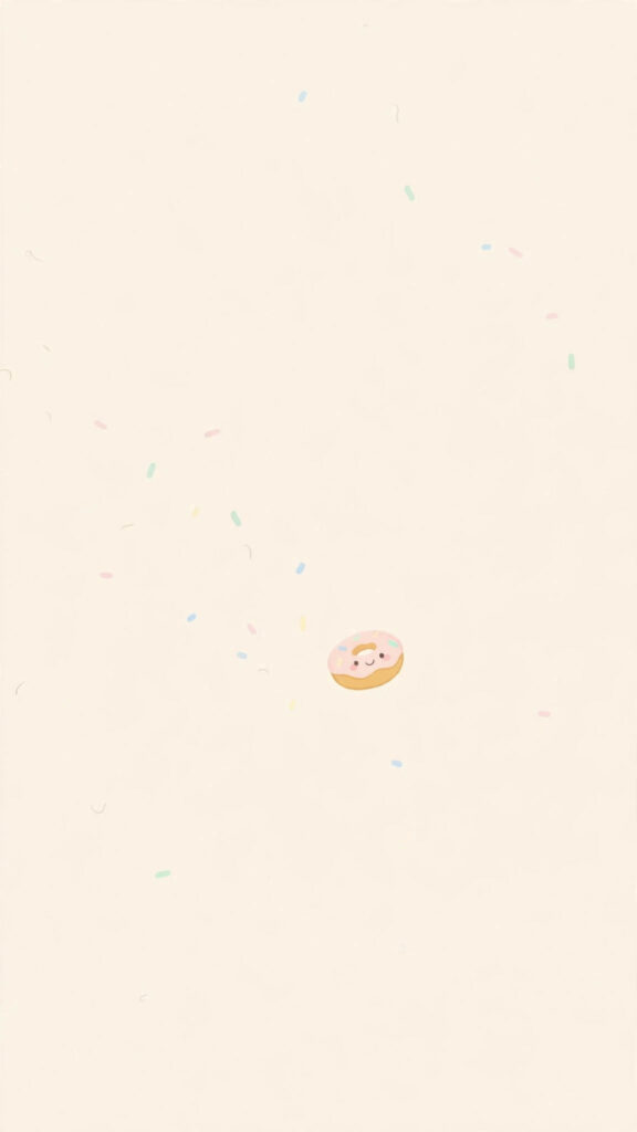Kawaii donut wallpaper: sparse tiny donut and sprinkles on large clean cream