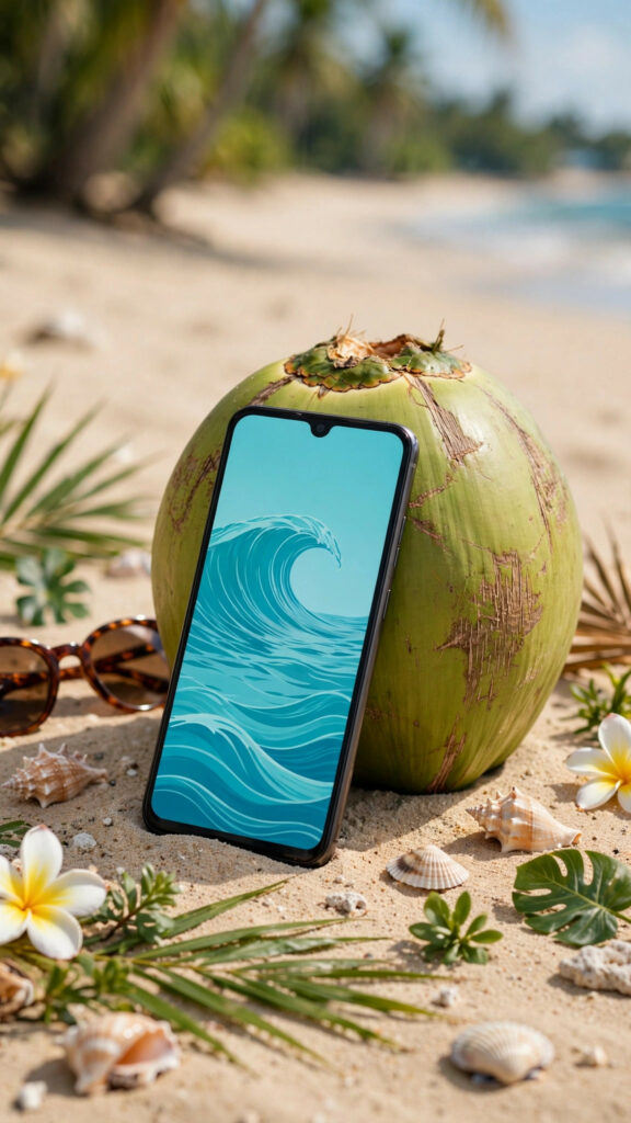 Beach wallpaper with app icons