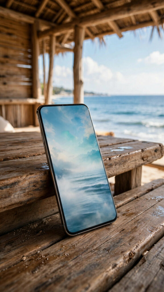 Sunset beach phone wallpaper