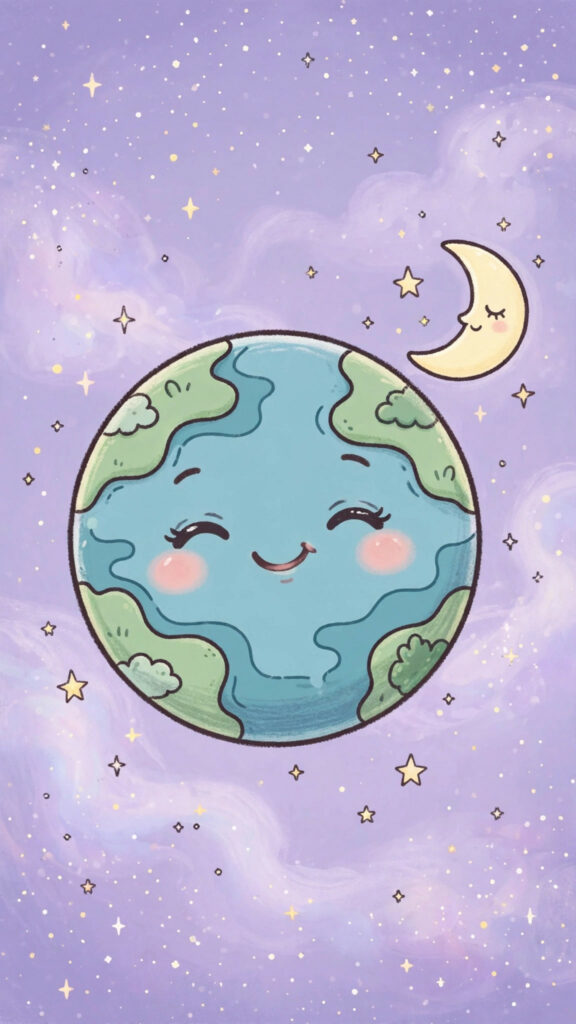 Smiling planet with happy face phone wallpaper