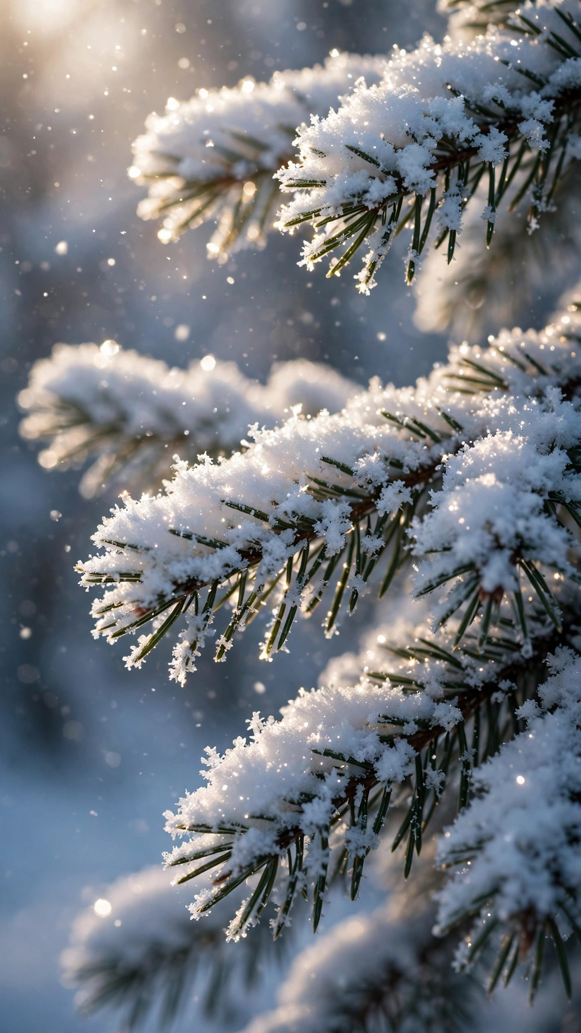 Snow-covered trees minimalist winter wallpaper