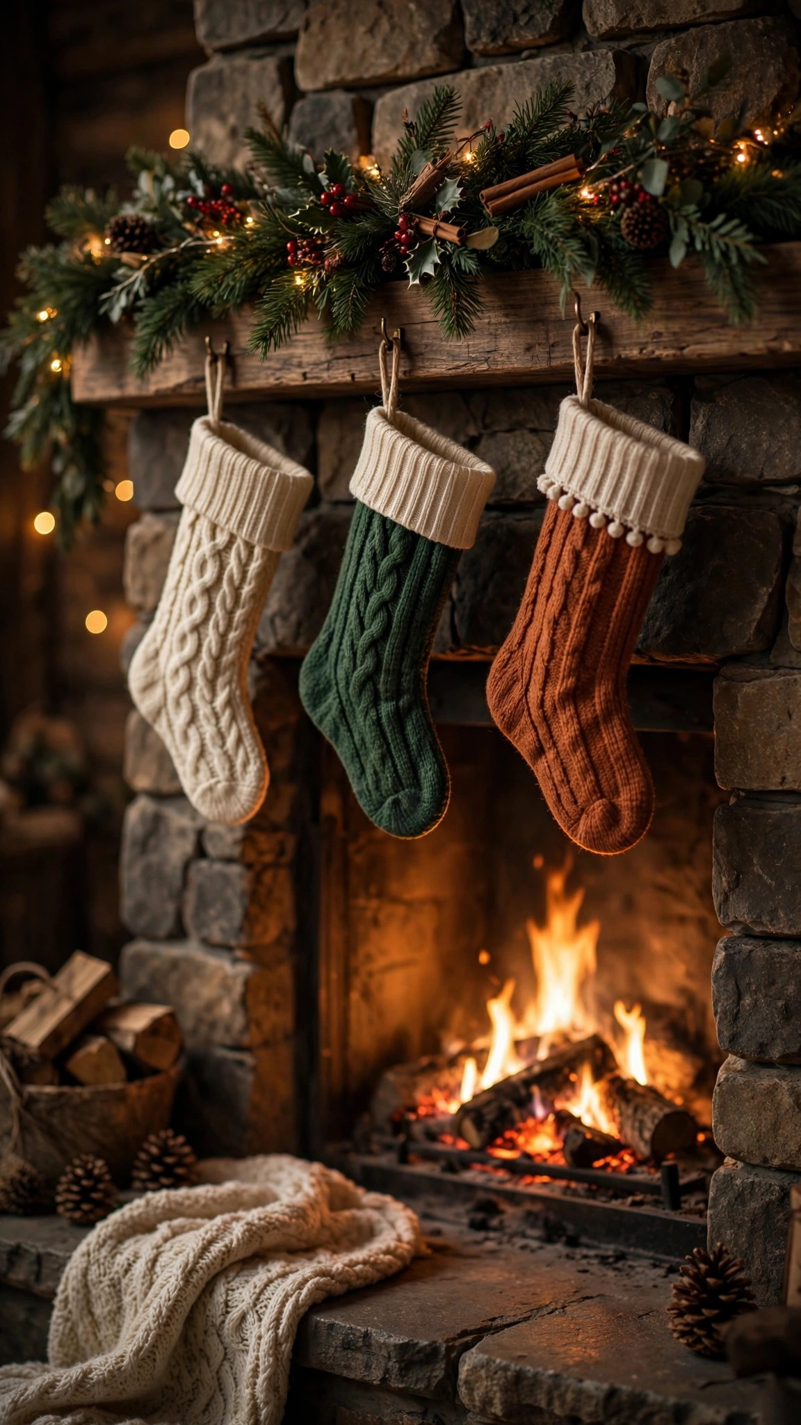 Warm fireplace glow phone wallpaper