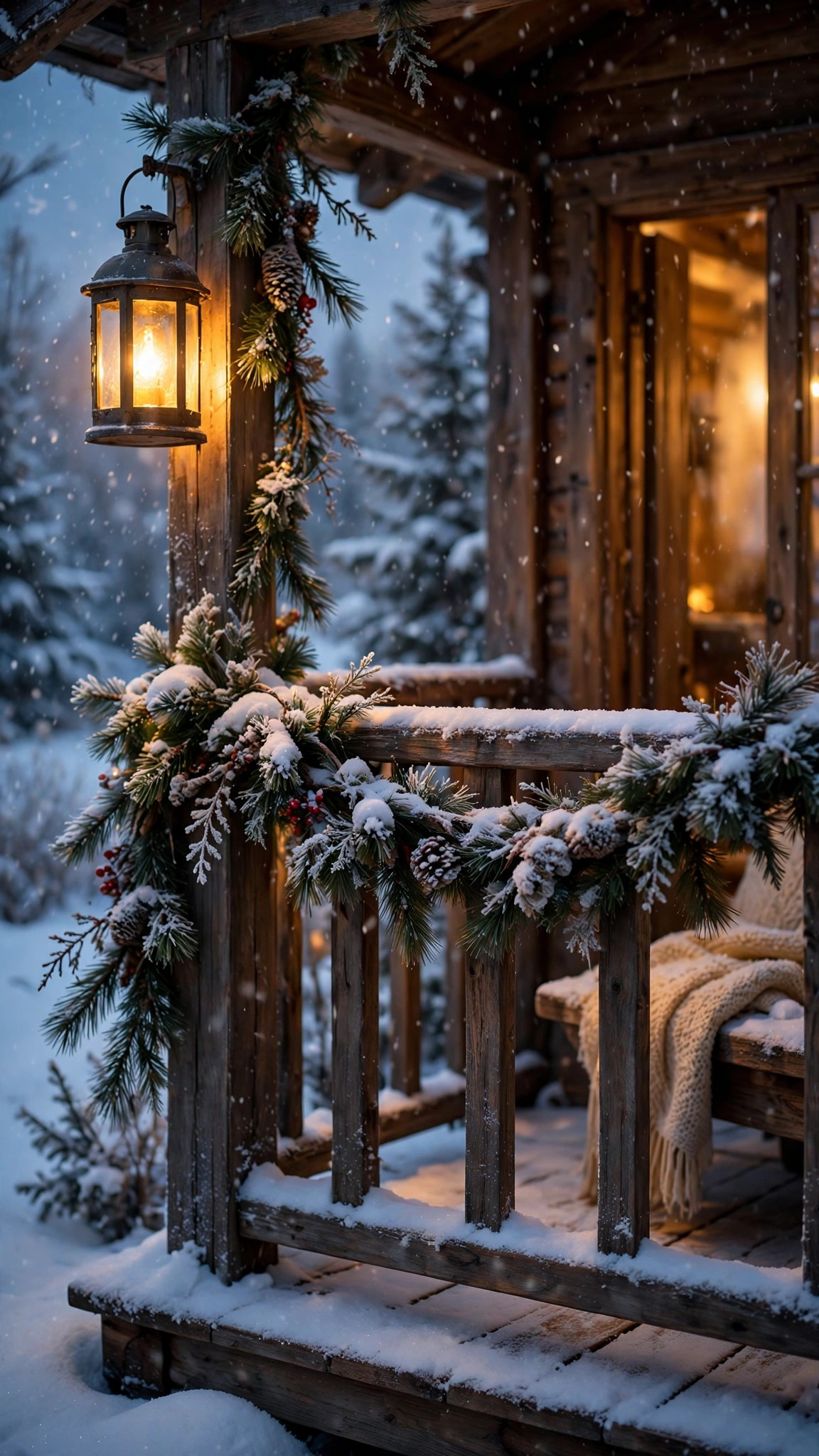 Inviting winter evening phone wallpaper
