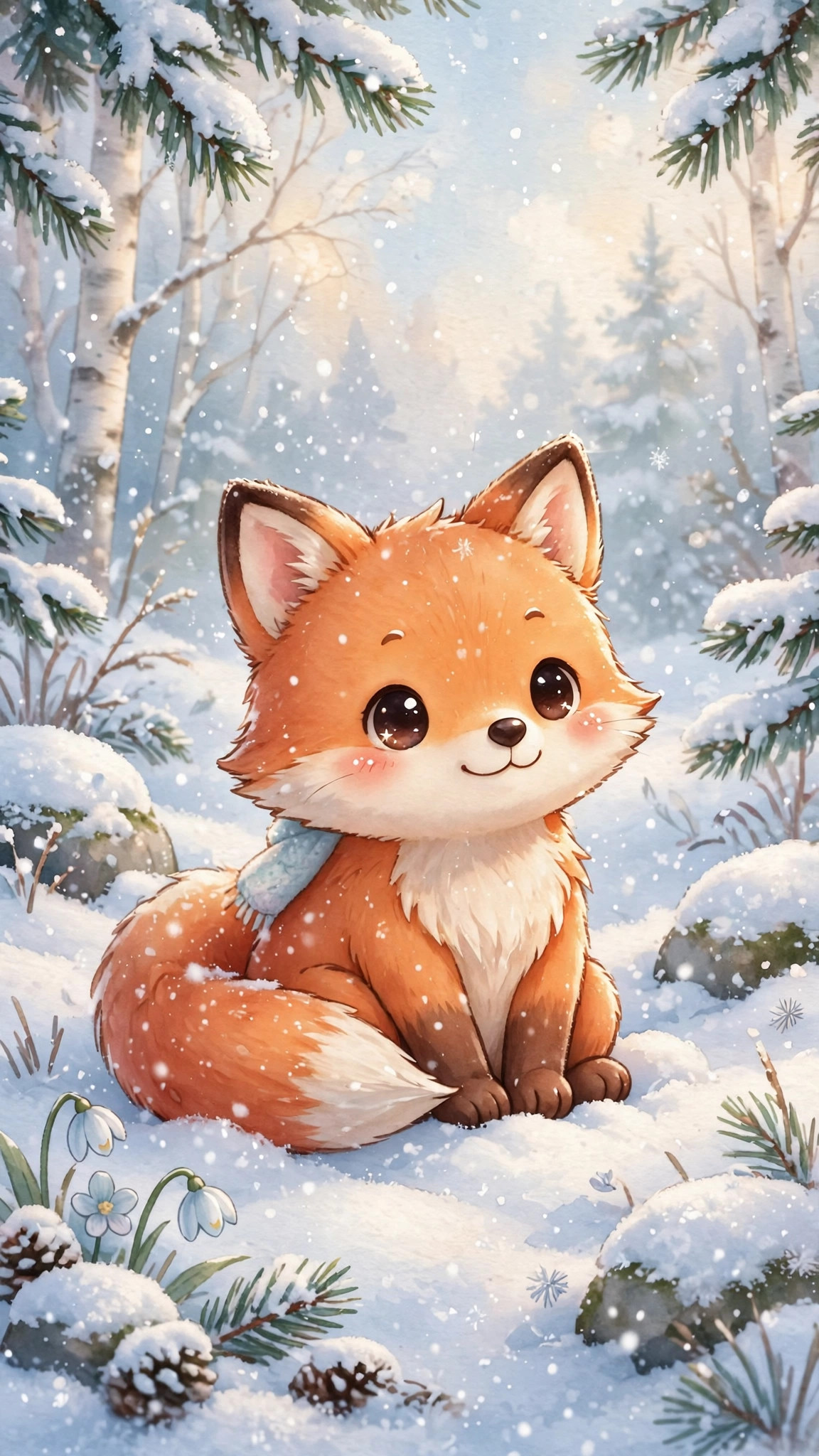 Cute penguin in snow phone wallpaper