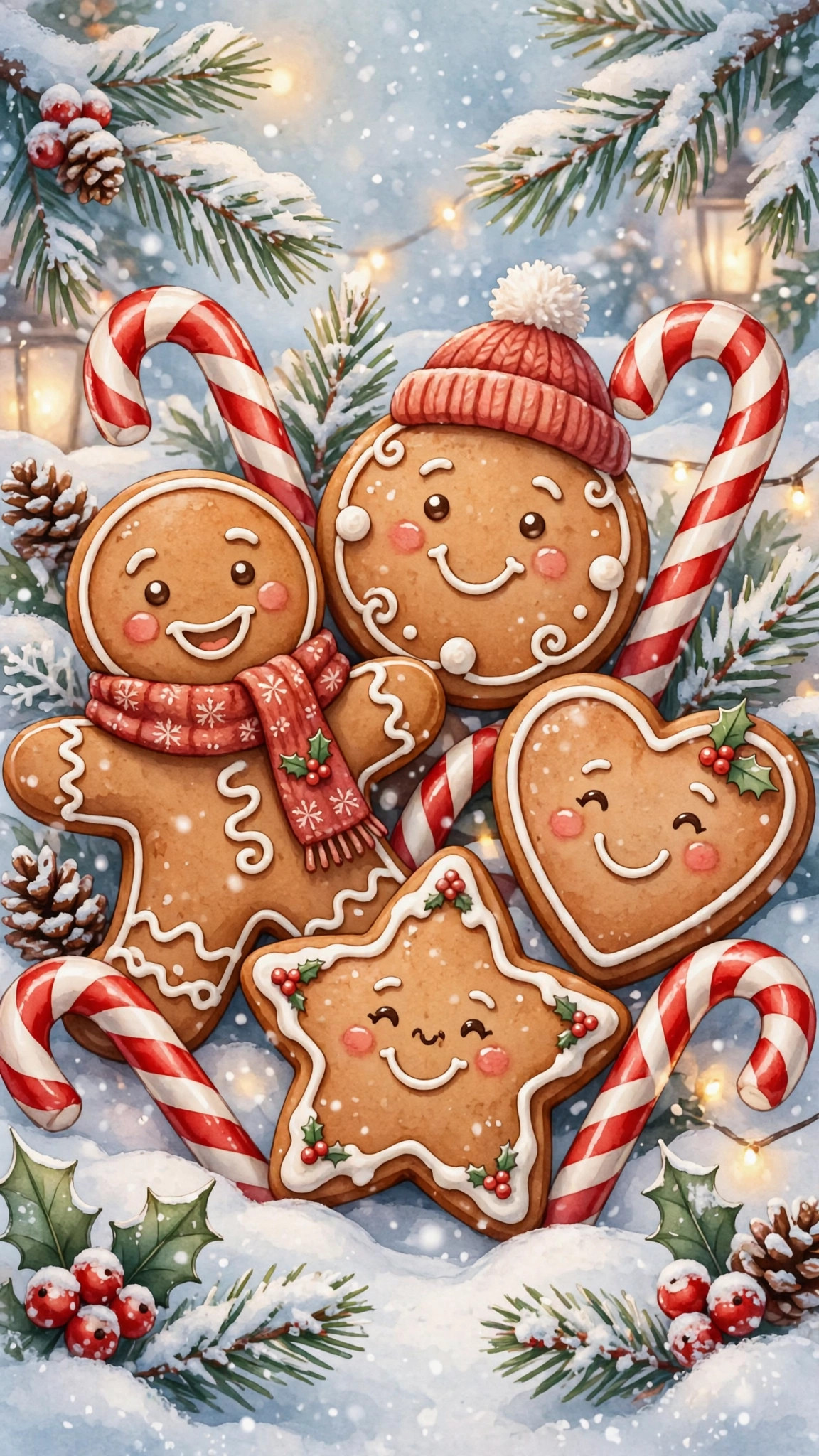 Adorable snowy friends wallpaper